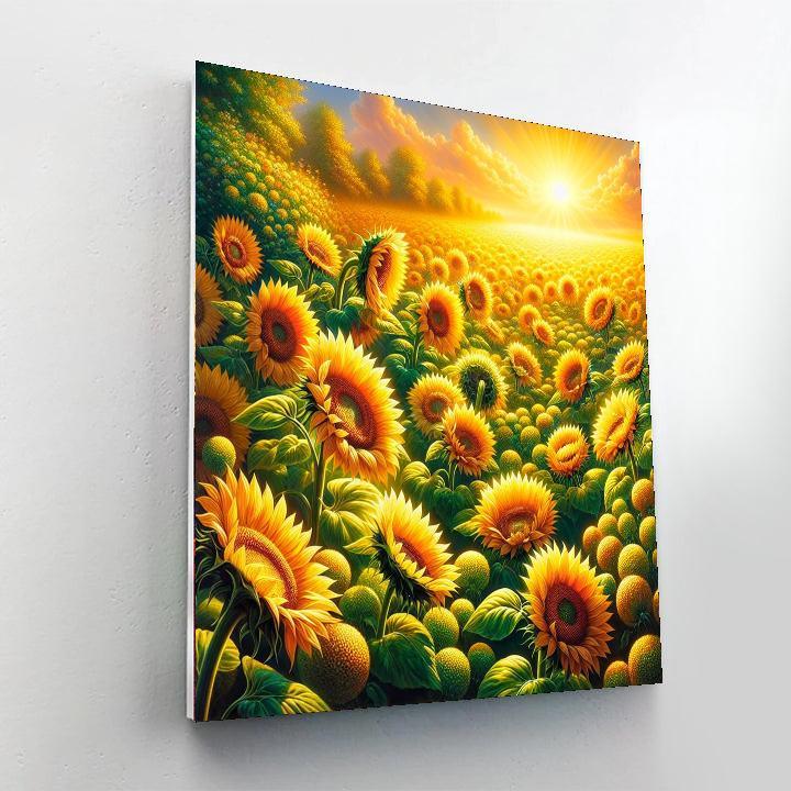 Radiant Sunflower Garden Number Painting