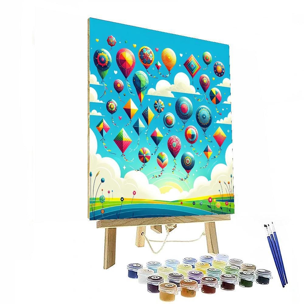 Rainbow Kites Flying Paint By Number