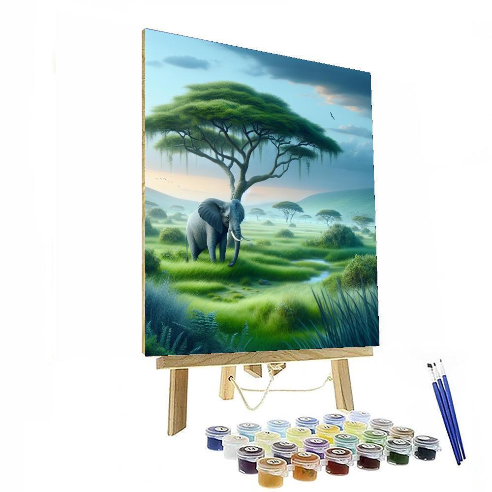 Elephant's Tranquil Walk Paint By Numbers