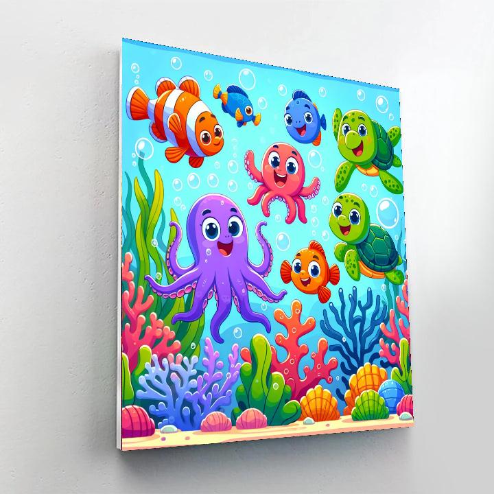 Bubbly Ocean Life Number Painting