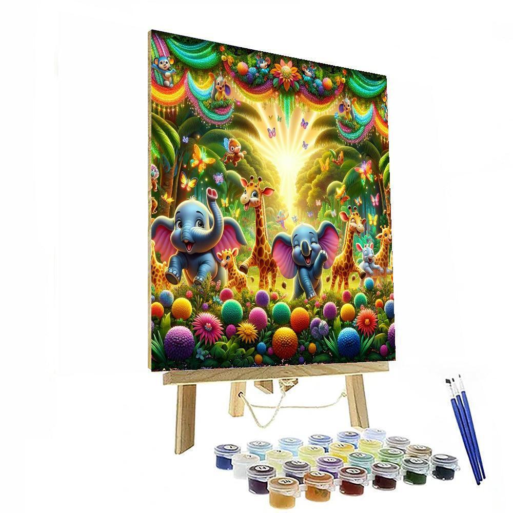 Happy Jungle Parade For Kids Numbered Painting Kits