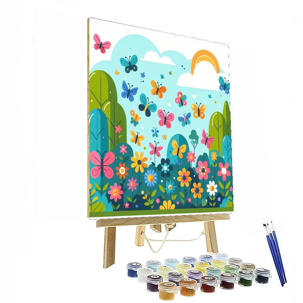 Garden Of Fluttering Butterflies Numbered Painting Kits