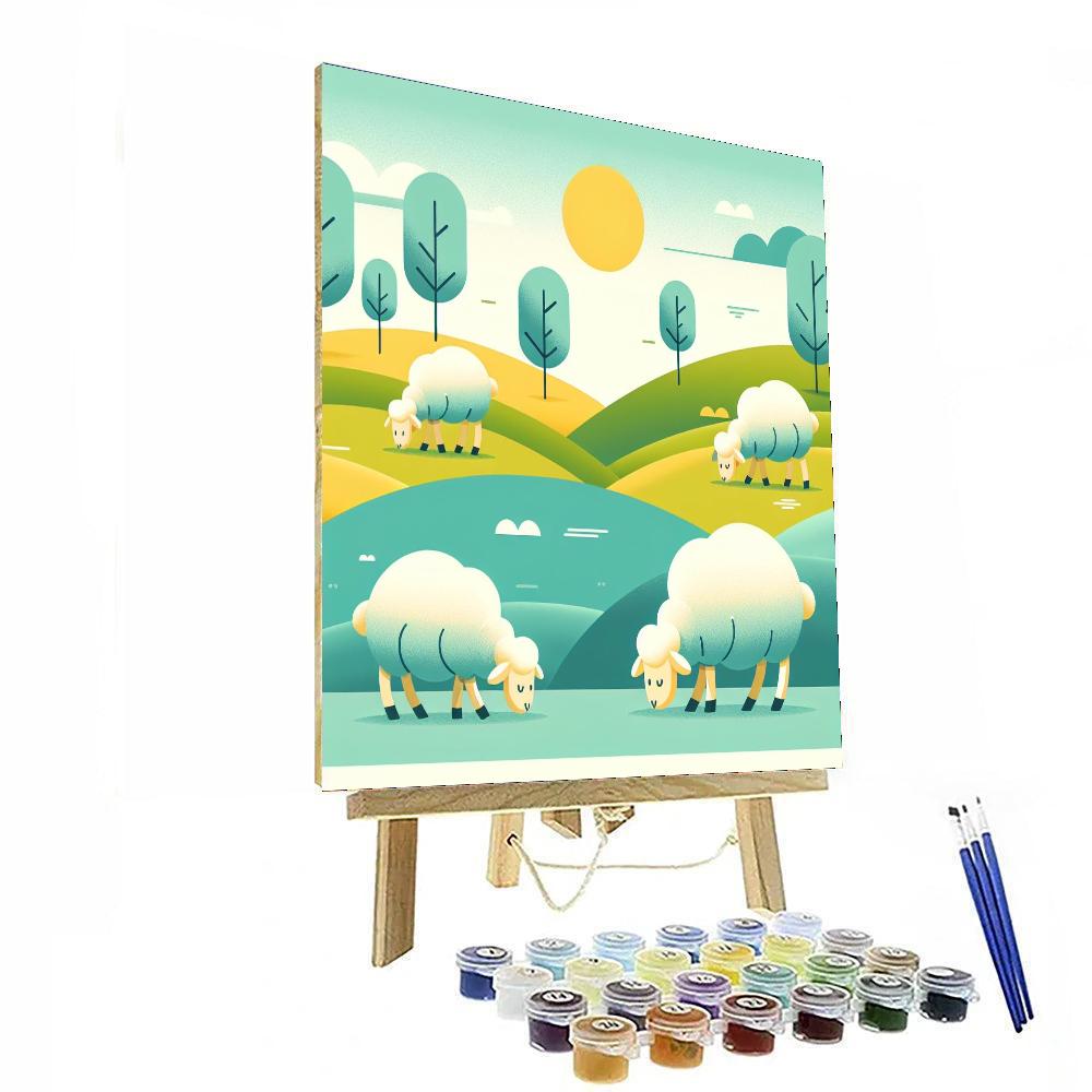 Fluffy Sheep Meadow Painting By Numbers Kit