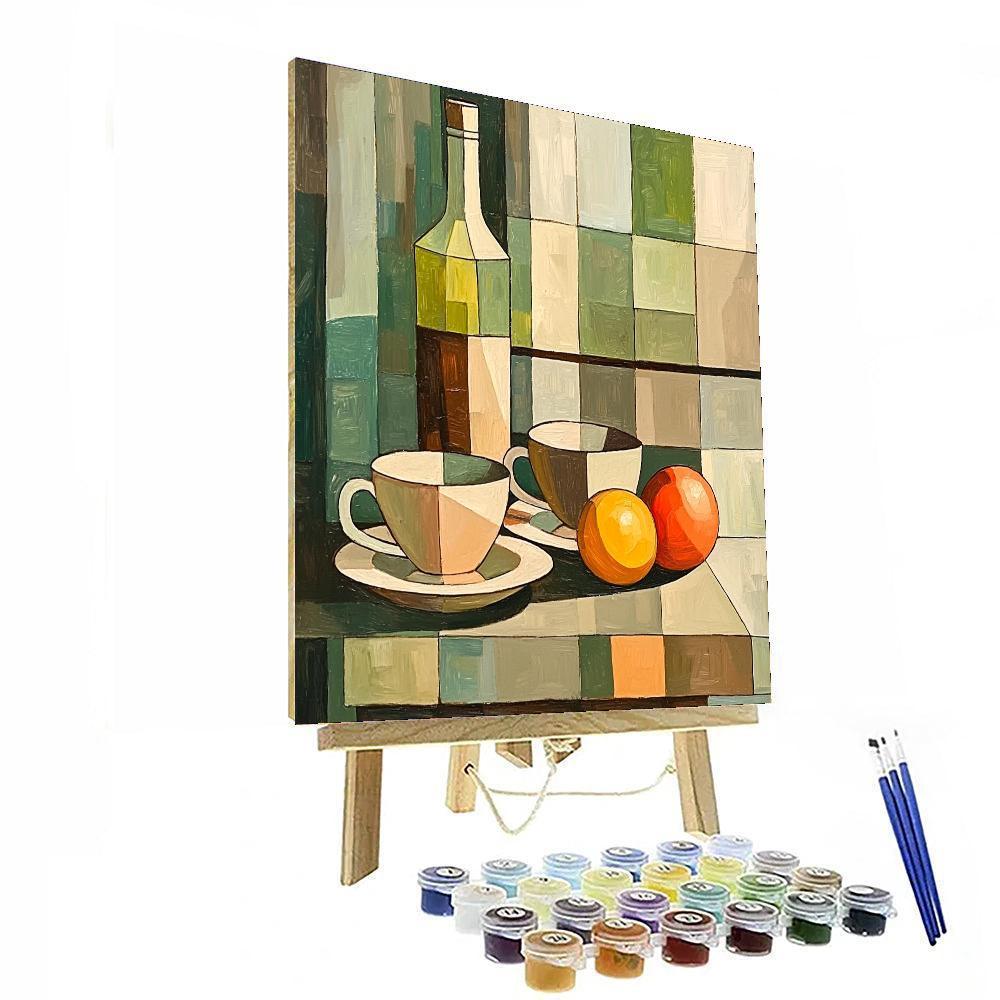 Juan Gris Inspired Cubist Café Still Life  DIY Paint By Numbers