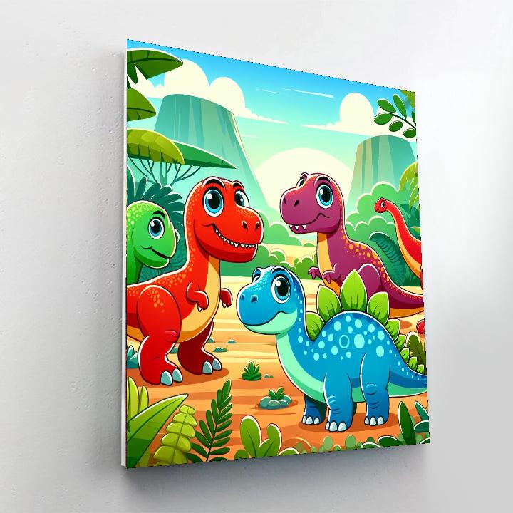 Rainbow Dinosaurs Number Painting