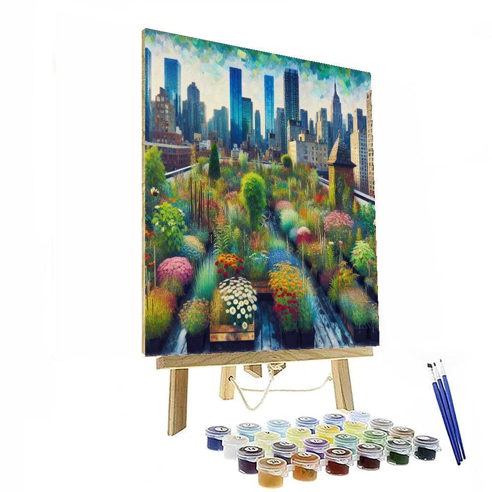 Charming Urban Rooftop Garden Number Painting