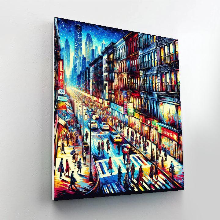 Vibrant City Street Scene Numbered Painting Kits