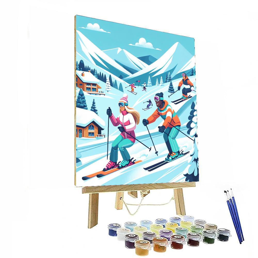 Mountain Top Ski Adventure Paint By Color