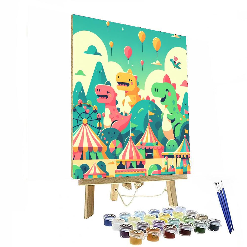 Dinosaur Fun Fair Paint By Numbers Art