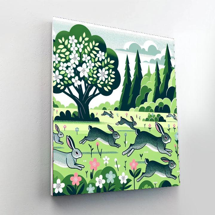 Racing Rabbits Paint By Numbers Art
