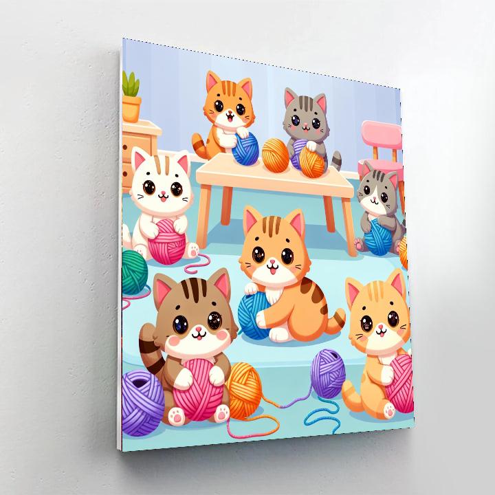 Happy Cuddly Kittens Number Painting