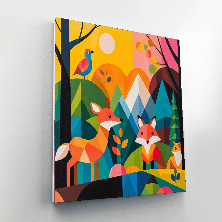 Charley Harper Inspired Mystical Animal Kingdom  Painting By Numbers Kit