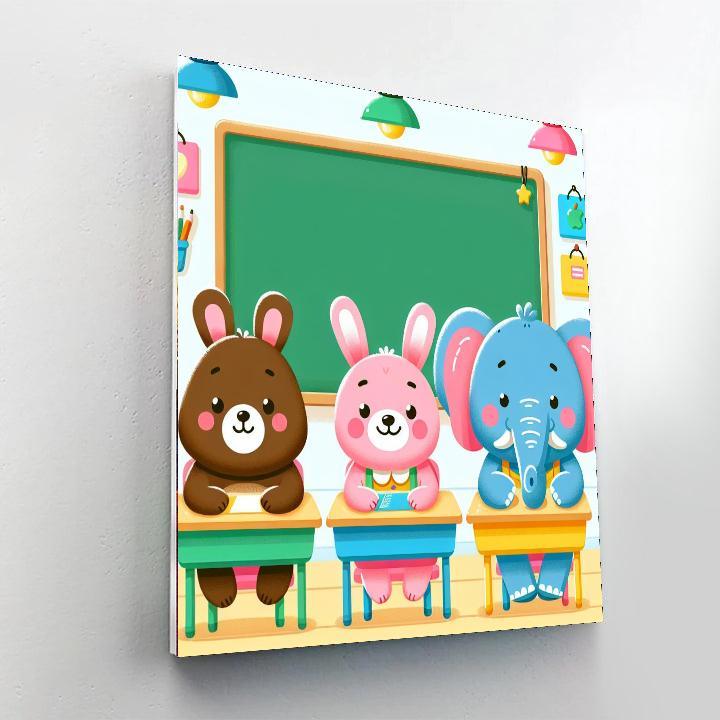 Playful Animal School DIY Paint By Numbers