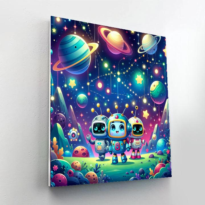 Space Robots Adventure Number Painting