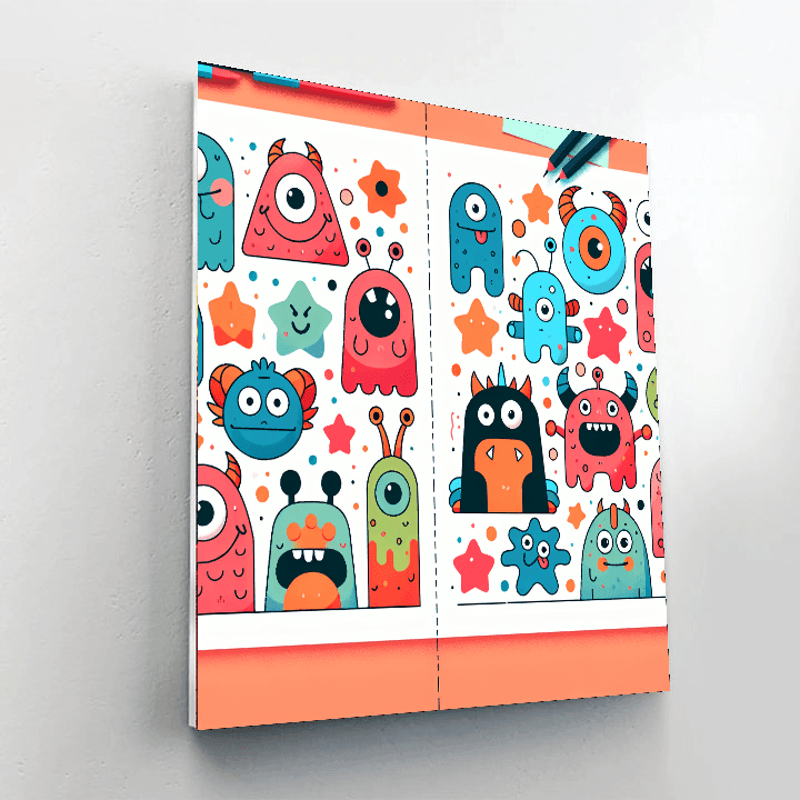 Kooky Monsters Paint By Numbers Art