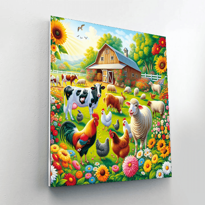Whimsical Farmyard Scene Paint By Number