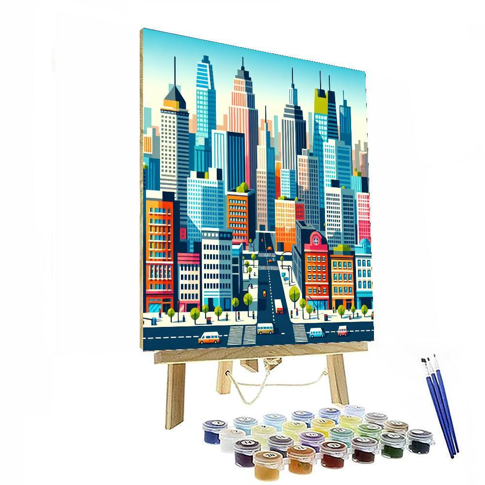 City Skylines And Skyscrapers Painting By Numbers Kit