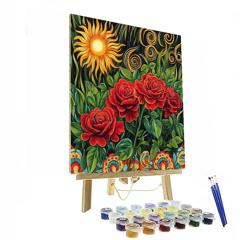 Frida Kahlo Inspired Serenade Of Sunlit Blooms  Numbered Painting Kits
