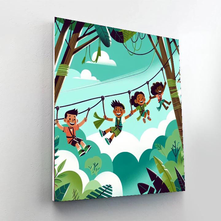 Jungle Canopy Zipline Painting Number Kit