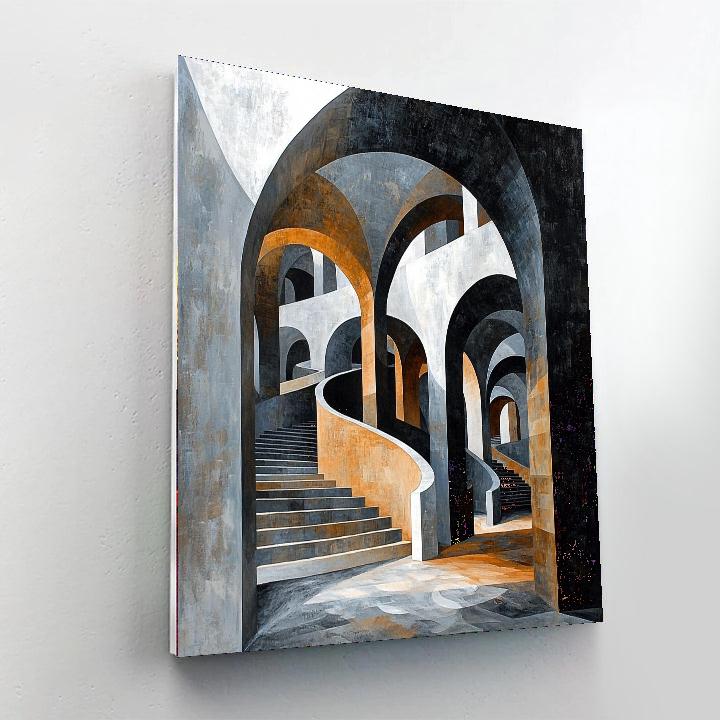 M.C. Escher Inspired Architectural Illusions  Paint By Numbers