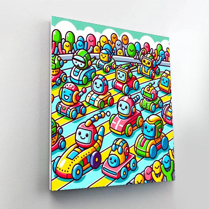 Silly Robot Race Number Painting