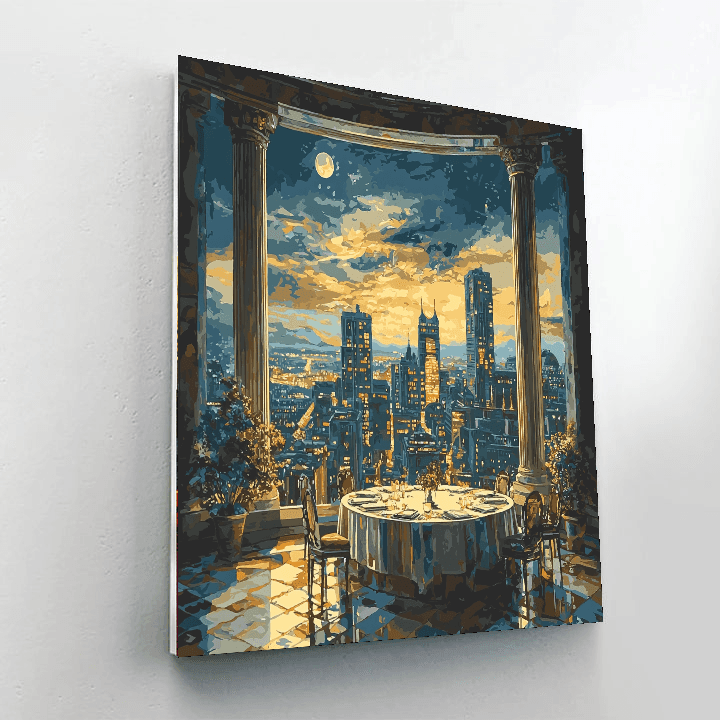Leonardo Da Vinci Inspired Da Vinci's Futuristic Skyline  Paint By Numbers Art