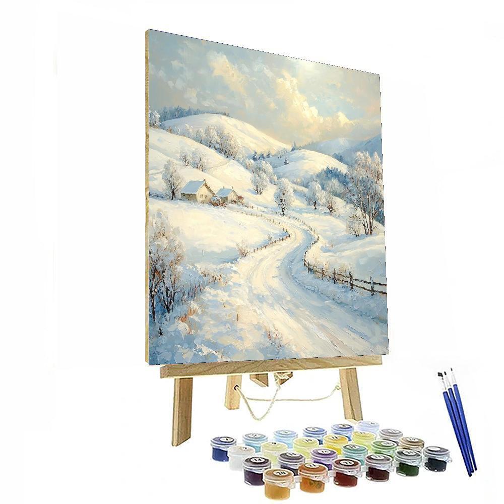 Kinkade Inspired Elegant Snowy Landscape  Number Painting