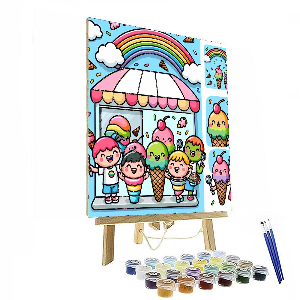 Rainbow Ice Cream Shop DIY Paint By Numbers