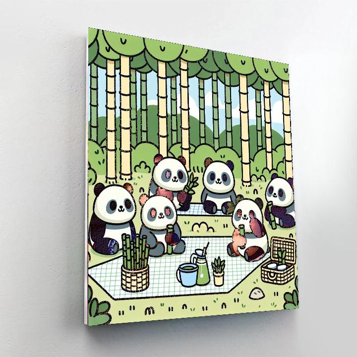 Pandas' Peaceful Picnic Painting Number Kit