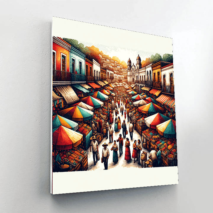 Charming Old Town Market Paint By Number