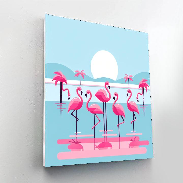 Fiery Flamingos Paint By Numbers Art