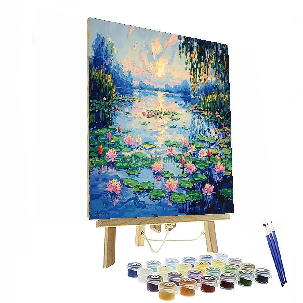 Claude Monet Inspired Ethereal Water Lily Serenity  Paint By Numbers
