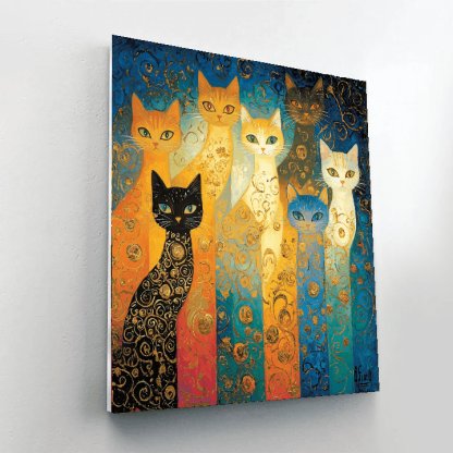 Gustav Klimt Inspired Charming Cats  DIY Paint By Numbers