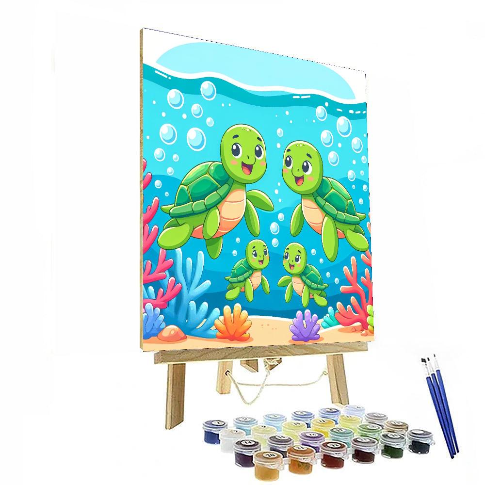 Charming Turtle Family Numbered Painting Kits