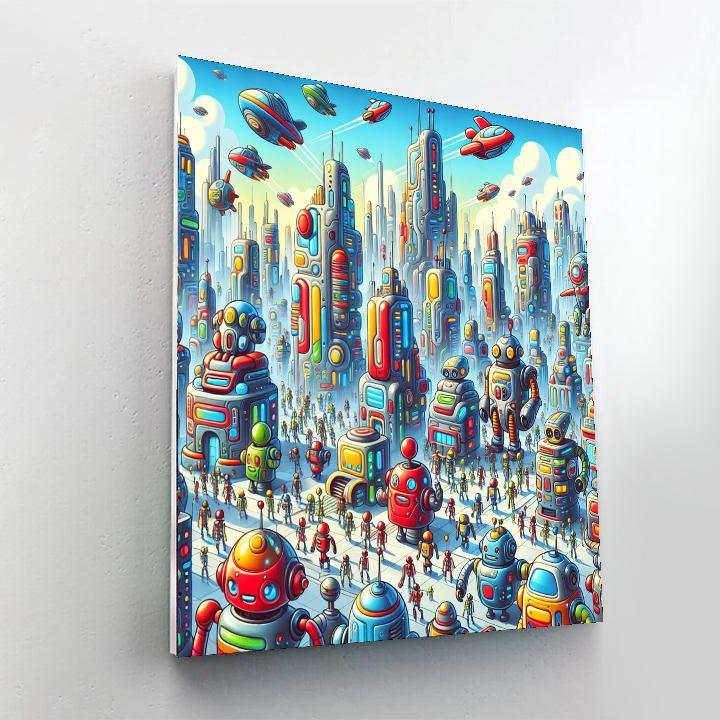 Dynamic Robot Adventure Paint By Numbers Art