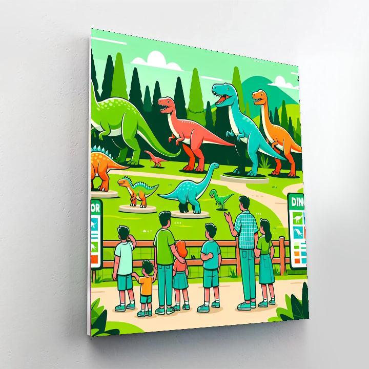 A Day At The Dinosaur Park Paint By Numbers Art