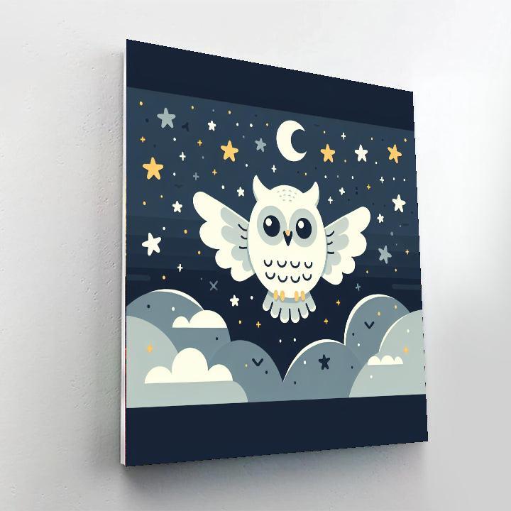 Clever Owl's Nighttime Flight Paint By Numbers