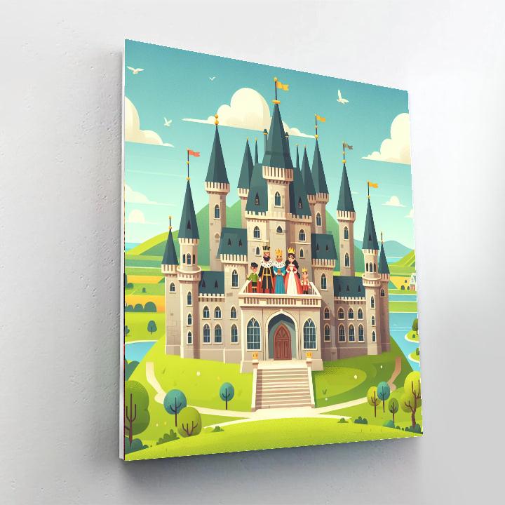 Castle On The Hill With Royal Family Paint By Numbers Kits