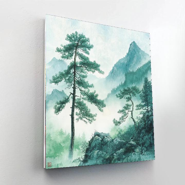 Zhao Mengfu Inspired Whispers Of Misty Pines  Paint By Numbers