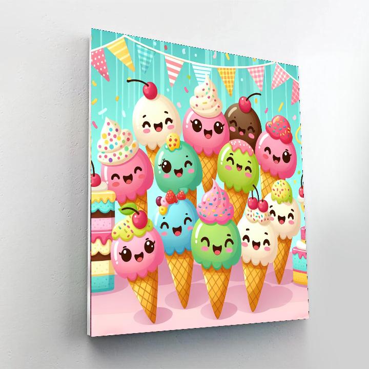 Joyful Ice Cream Adventure Painting By Numbers Kit