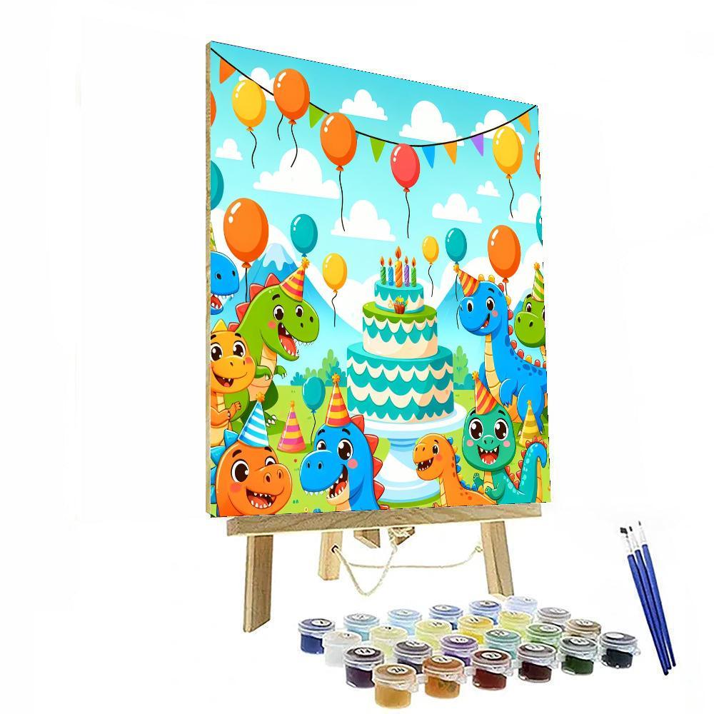 Cheerful Dinosaur Party Paint By Numbers Kits