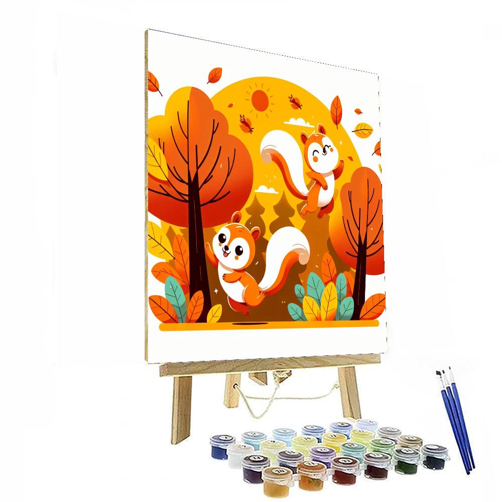 Mischievous Squirrel Family Paint By Numbers Art