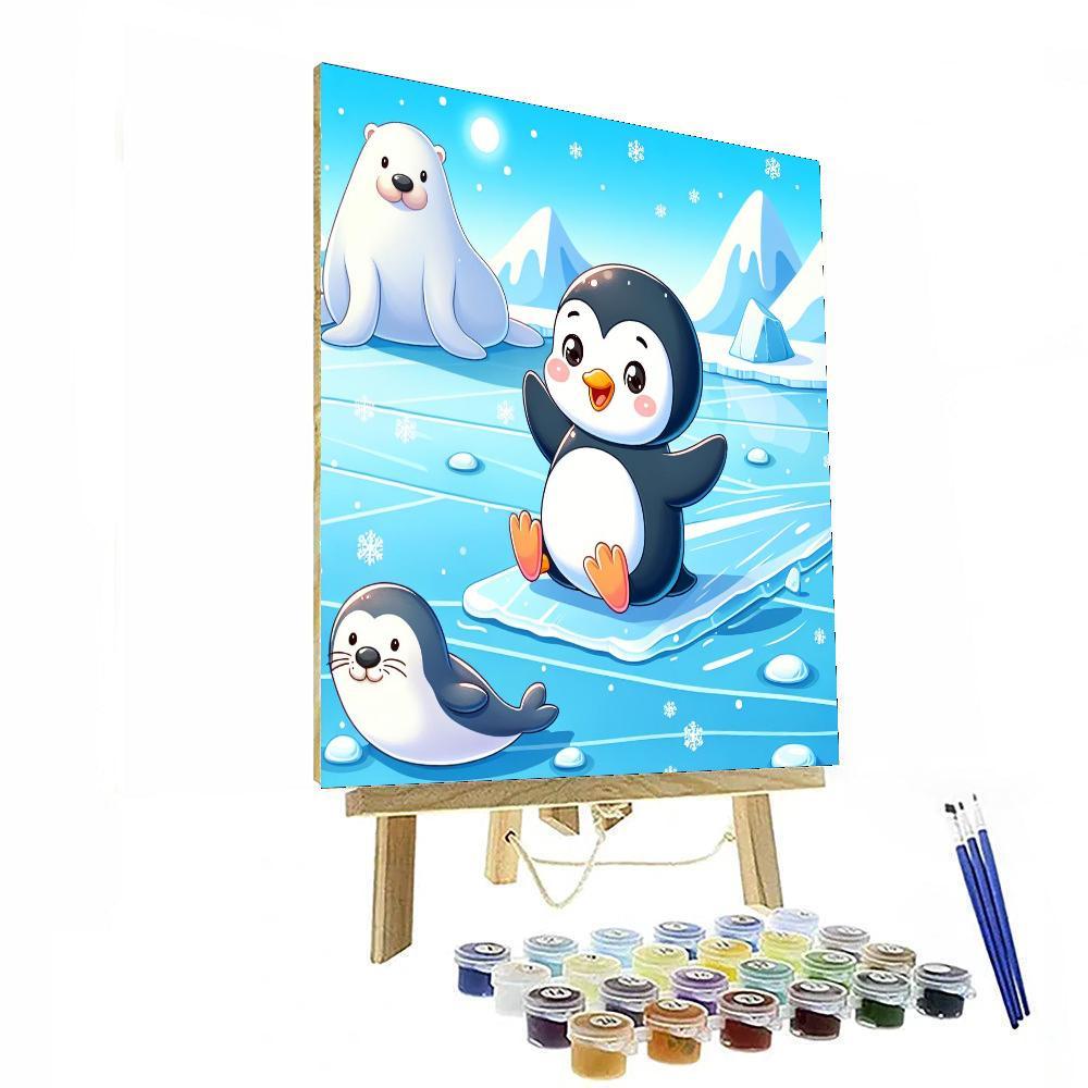 Playful Polar Animals Painting Number Kit