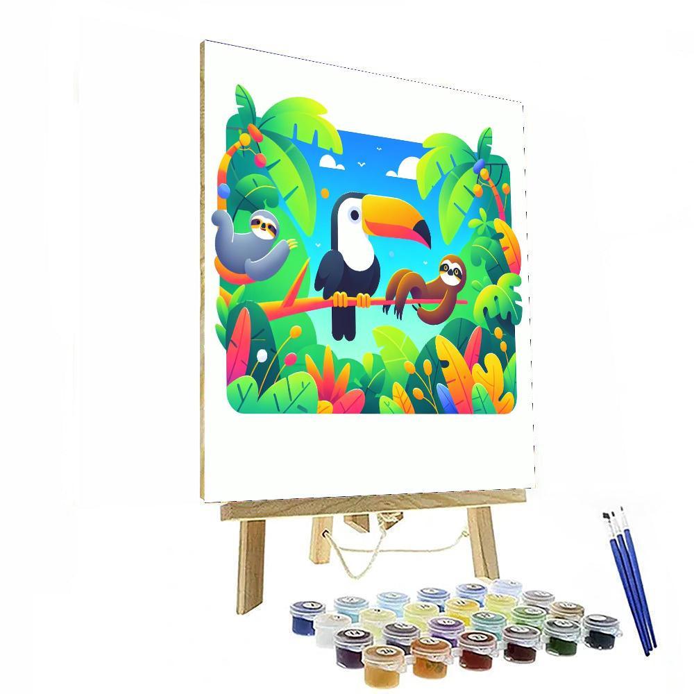 Colorful Rainforest Animals Paint By Color