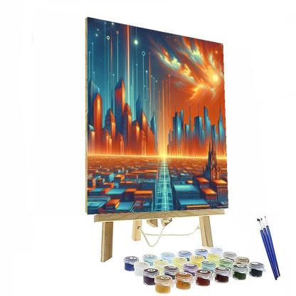 Retro Futuristic Skyline Paint By Number