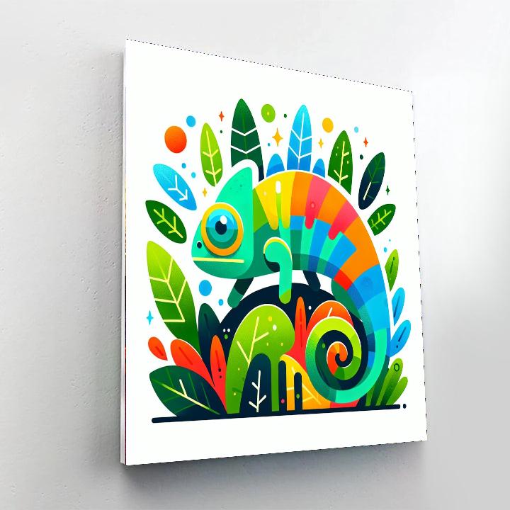 Colorful Chameleon's Garden Painting Number Kit