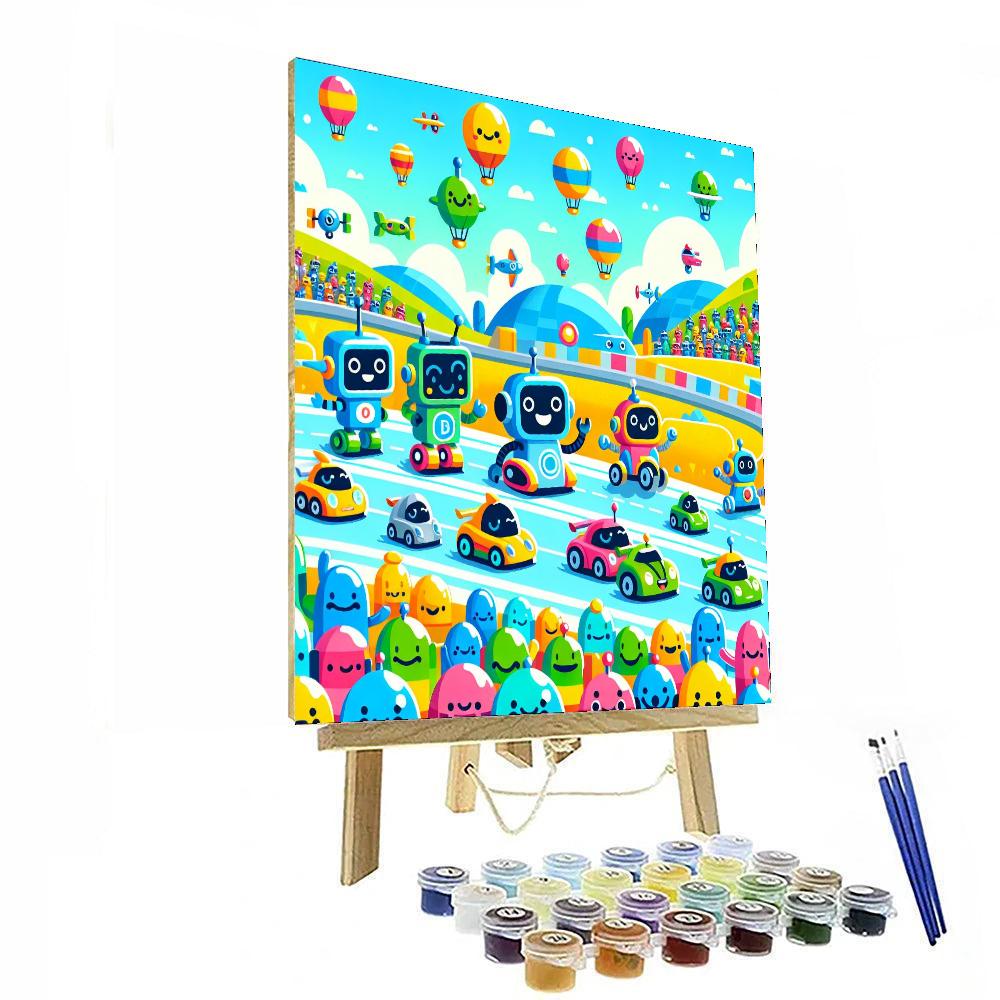 Exciting Robot Race Paint By Numbers