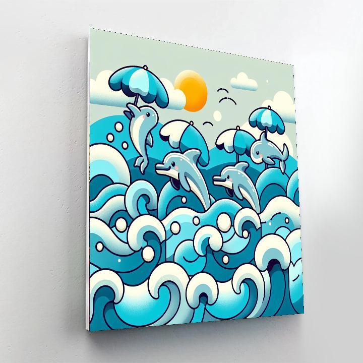 Playful Ocean Dolphins Paint By Number