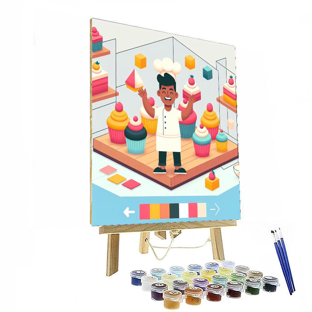 Cute Cupcake Bakery DIY Paint By Numbers