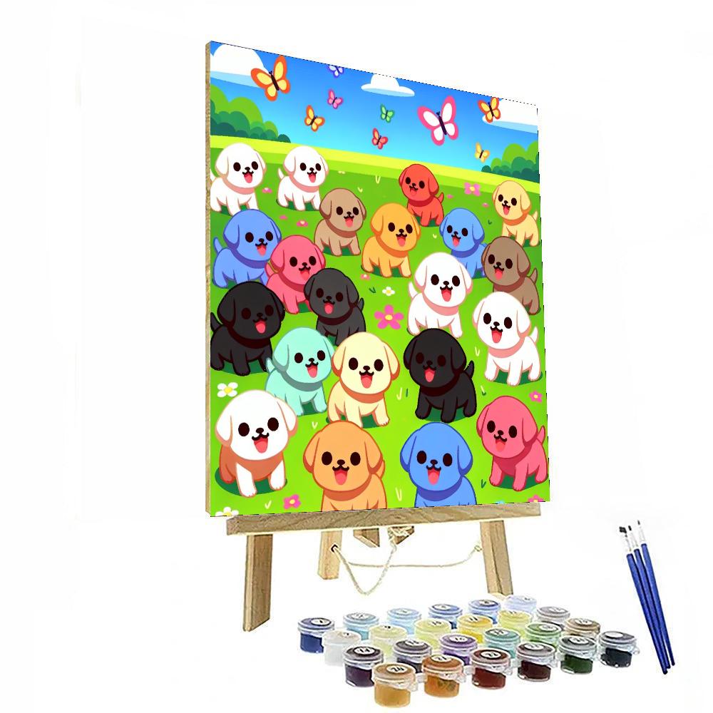 Adorable Pups In The Park Paint By Numbers Art